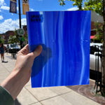 Lamberts Mouth Blown Blue Opaque and White Opaque on Clear (Flash Glass S198) Sheet Glass Colorado Glassworks LA175.2 (8x9.5in)  