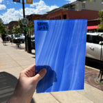 Lamberts Mouth Blown Blue Opaque and White Opaque on Clear (Flash Glass S198) Sheet Glass Colorado Glassworks LA172 (6x8.5in)  