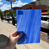 Lamberts Mouth Blown Blue Opaque and White Opaque on Clear (Flash Glass S198) Sheet Glass Colorado Glassworks LA172 (6x8.5in)  