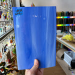 Lamberts Mouth Blown Blue Opaque and White Opaque on Clear (Flash Glass S198) Sheet Glass Colorado Glassworks   