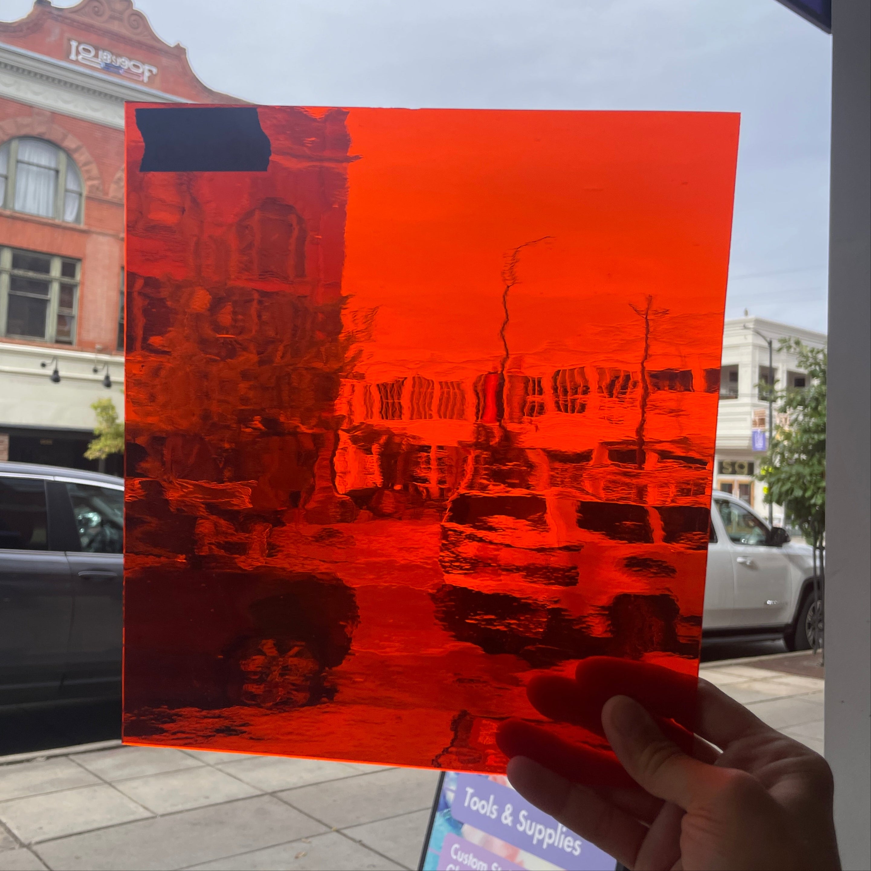 Bright Red-Orange Oceanside Sheet Glass Colorado Glassworks