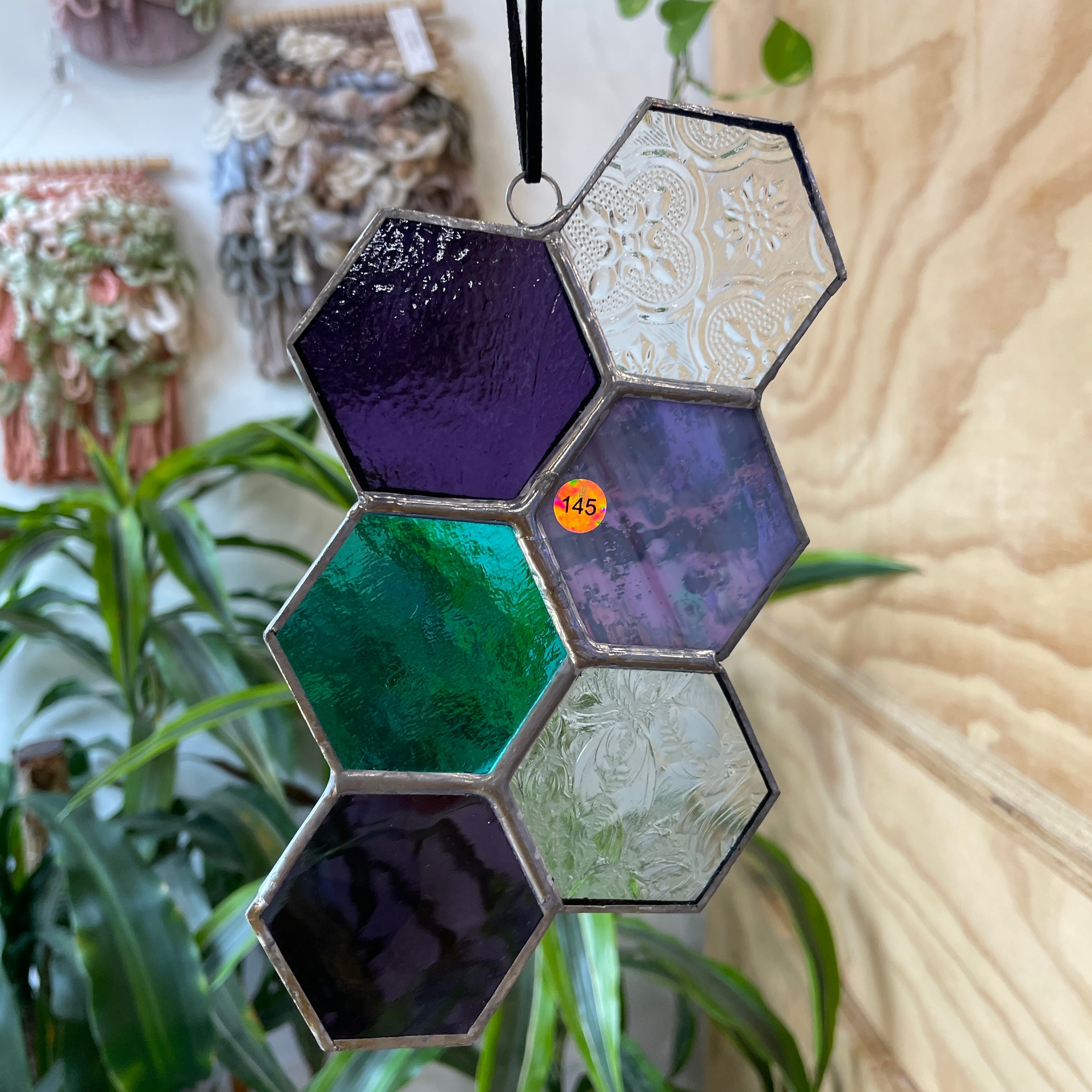 Purple, Teal, and Clear 6-Piece Honeycomb Colorado Glass Works