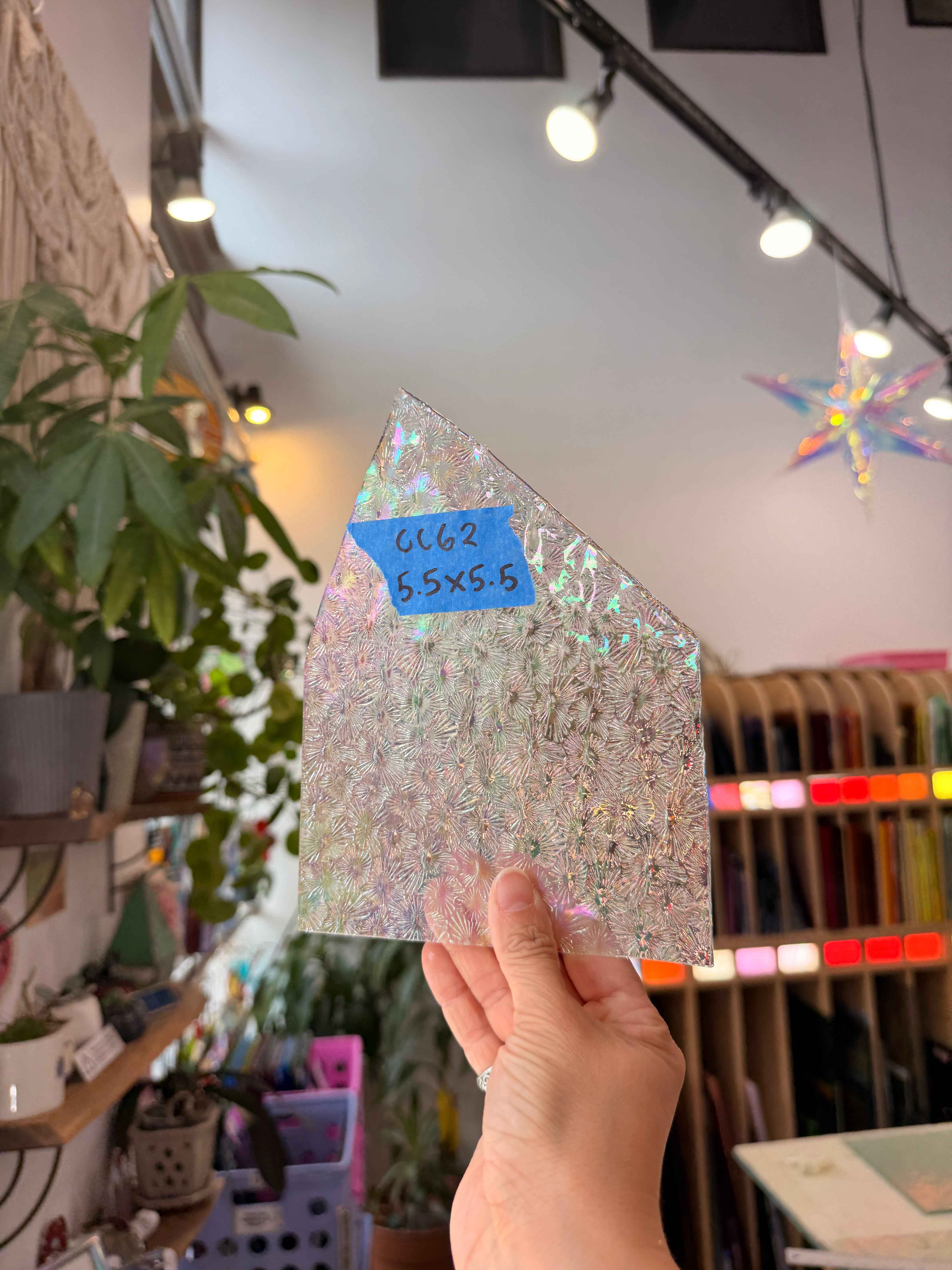 Iridescent Clear Rainbow Florentine Wissmach Sheet Glass Colorado Glass Works 5.5x5in (WM-85944621)