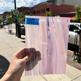 Lamberts Mouth Blown Violet & Opaque White on Clear (Flash Glass) S18 Sheet Glass Colorado Glassworks LA249 (6.5x9in)  
