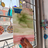 Pink Green White Wispy Kokomo Sheet Glass Colorado Glassworks