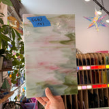 Pink Green White Wispy Kokomo Sheet Glass Colorado Glassworks 11x7in (KO-26061613)