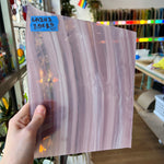 Lamberts Mouth Blown Violet & Opaque White on Clear (Flash Glass) S18 Sheet Glass Colorado Glassworks   