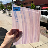 Lamberts Mouth Blown Violet & Opaque White on Clear (Flash Glass) S18 Sheet Glass Colorado Glassworks LA243 (7.5x8.5in)  