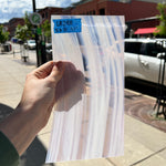 Lamberts Mouth Blown Violet & Opaque White on Clear (Flash Glass) S18 Sheet Glass Colorado Glassworks LA240.2 (5x11in)  