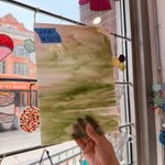 Pink Green White Wispy Kokomo Sheet Glass Colorado Glassworks