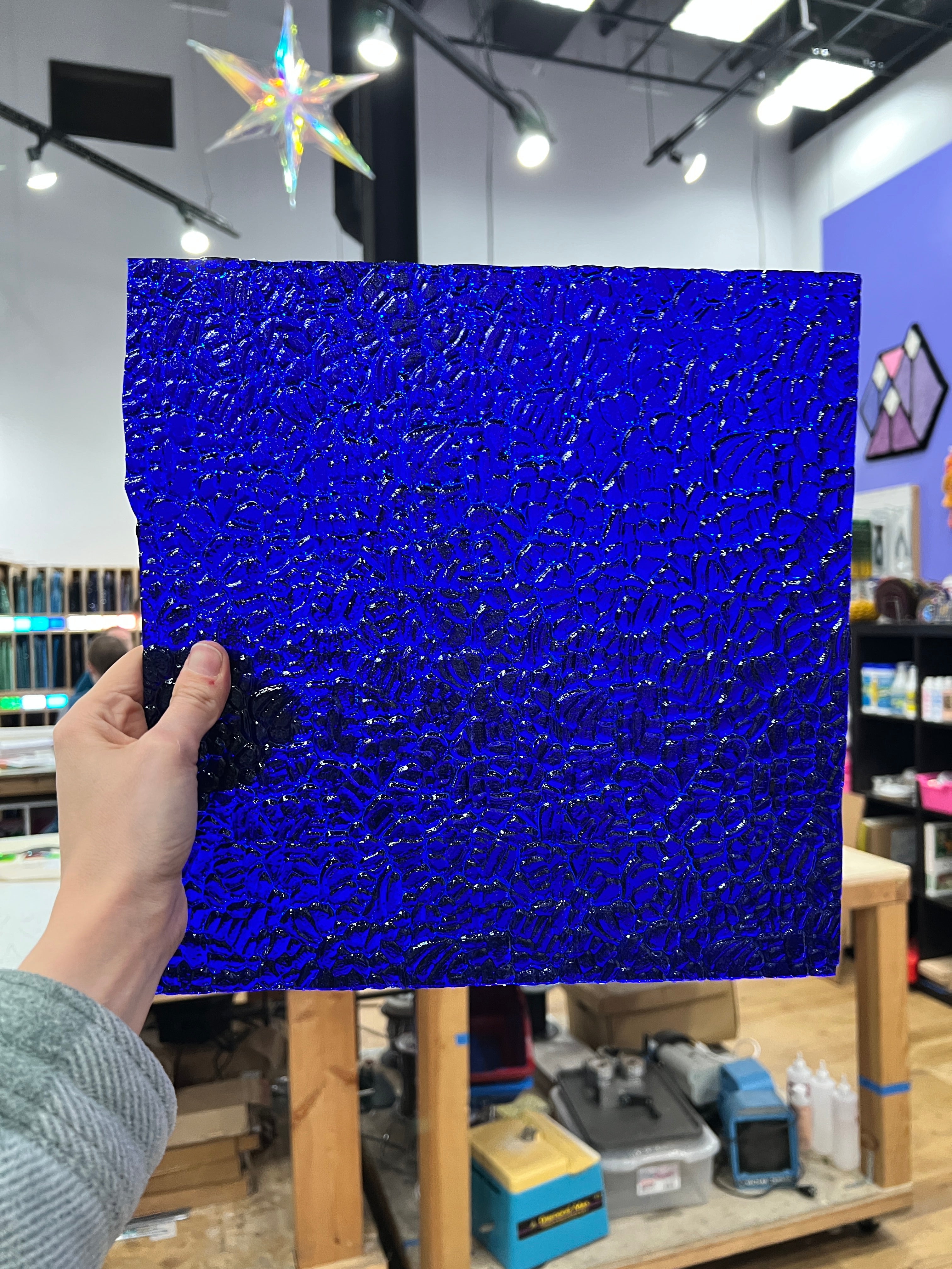 Figure C Cobalt Blue Wissmach (WI 220) Sheet Glass Colorado Glassworks 12x12in (WM-29608522)