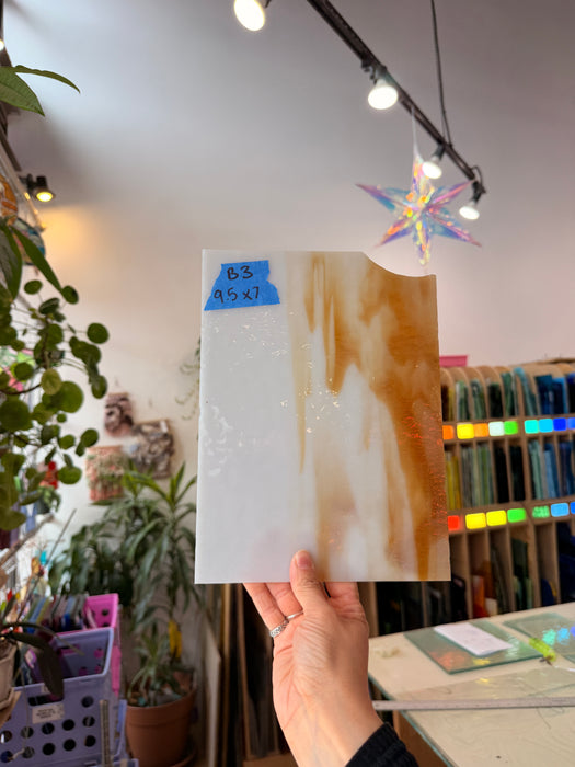 Amber White Textured Sheet Glass Colorado Glassworks B3 (9.5x7in)