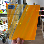 Lamberts Mouth Blown Selenium Red, Orange S26 Sheet Glass Colorado Glassworks LA93 (7x9.5in)  