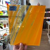 Lamberts Mouth Blown Selenium Red, Orange S26 Sheet Glass Colorado Glassworks LA93 (7x9.5in)  