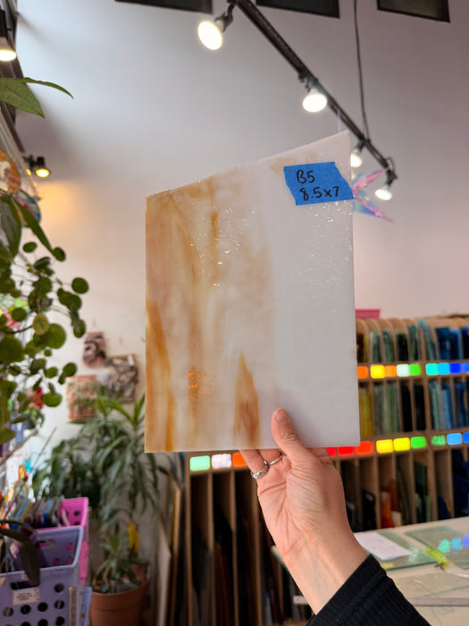 Amber White Textured Sheet Glass Colorado Glassworks B5 (8.5x7in)