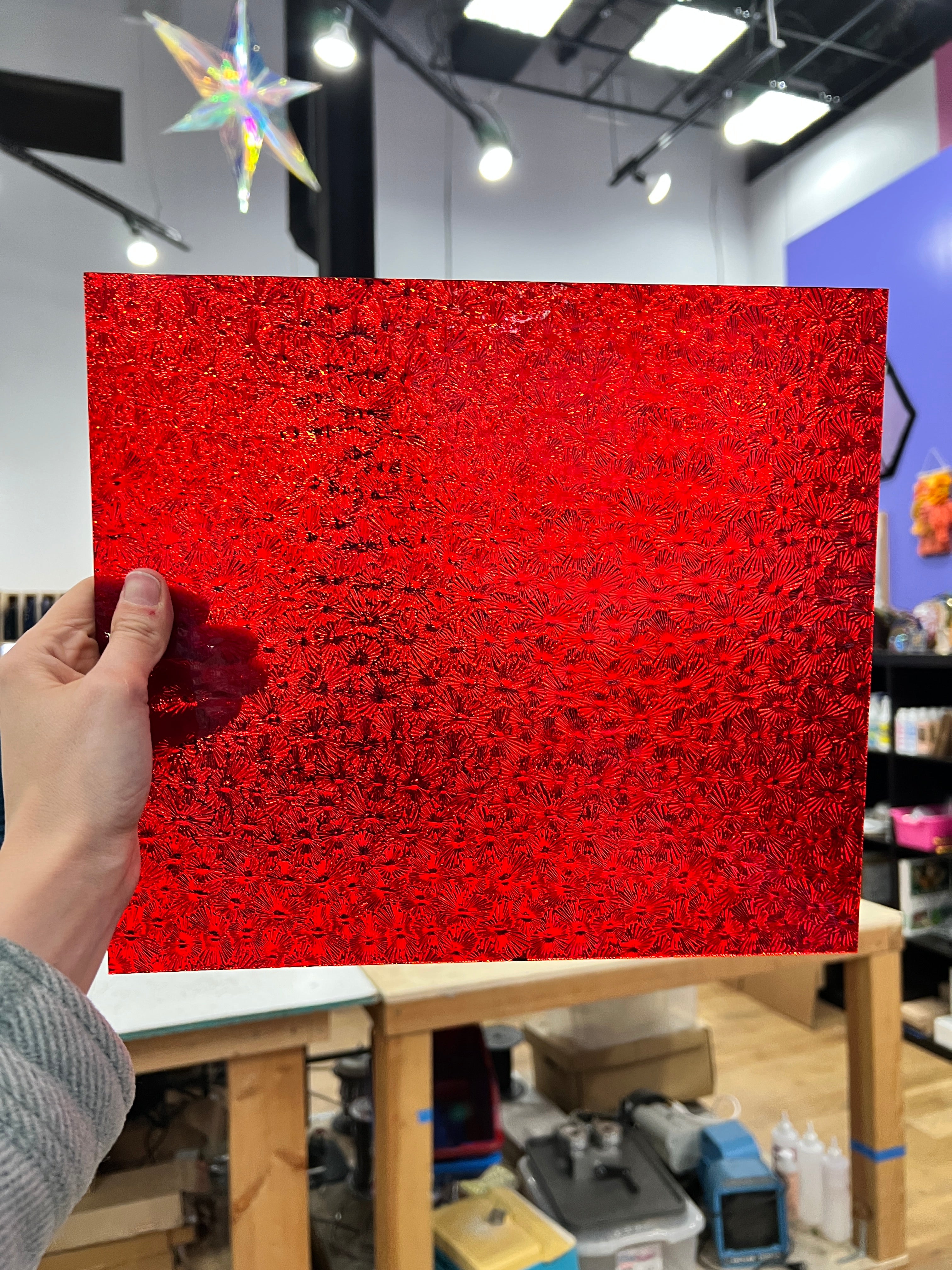 Red/Scarlet Florentine Wissmach (WI 18 FLOR) Sheet Glass Colorado Glassworks