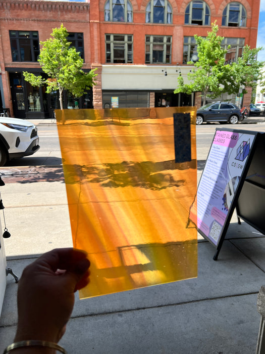 Lamberts Mouth Blown Selenium Red, Orange S26 Sheet Glass Colorado Glassworks   