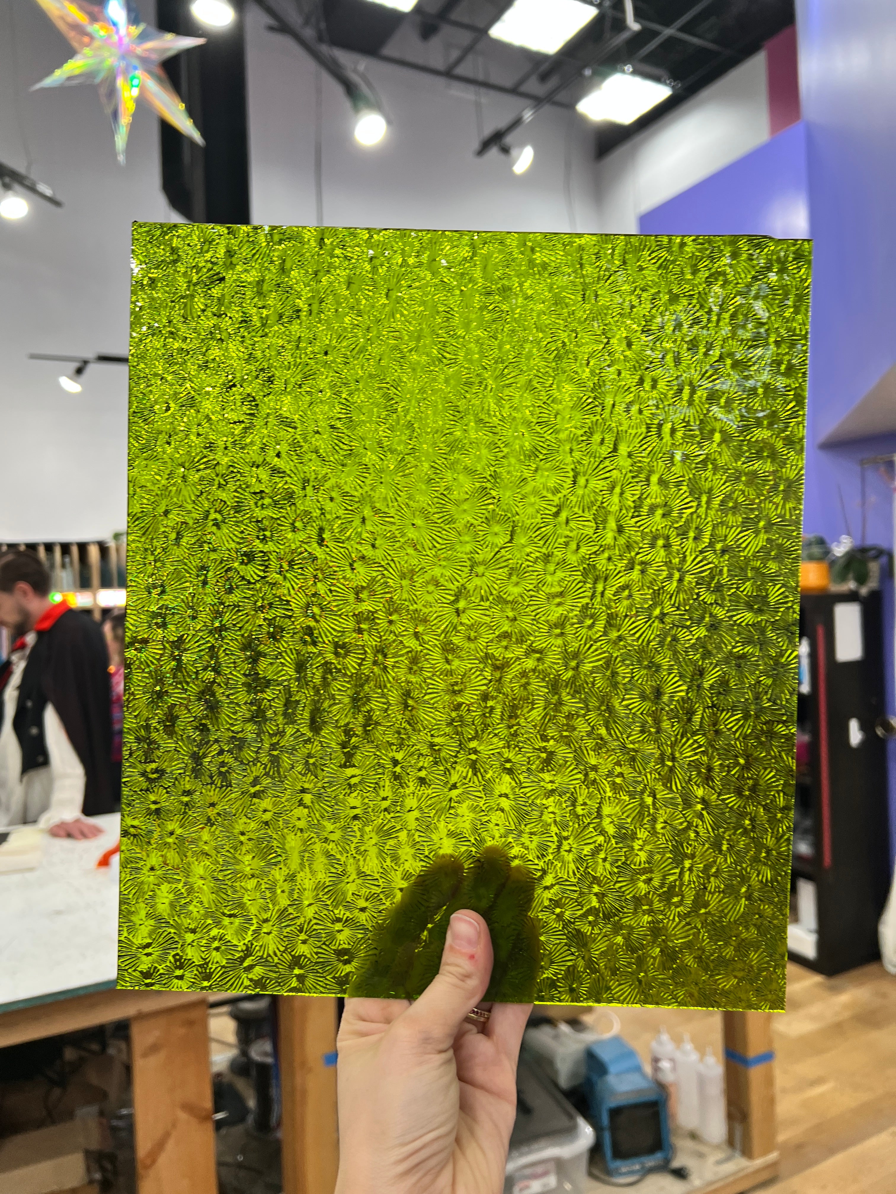 Pear/Lime Green Florentine Wissmach (WI 1146 FLOR) Sheet Glass Colorado Glassworks