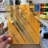 Lamberts Mouth Blown Selenium Red, Orange S26 Sheet Glass Colorado Glassworks LA96 (8.5x6.5in)  