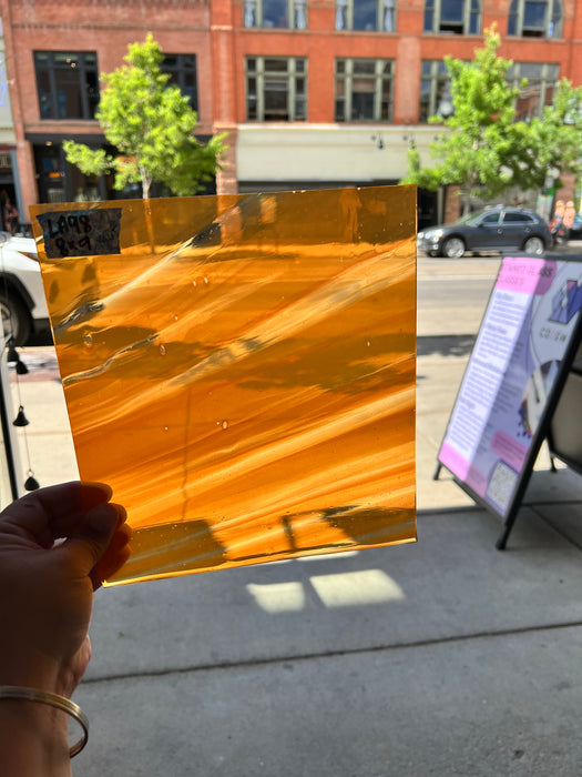 Lamberts Mouth Blown Orange Wispy Specality Sheet Sheet Glass Colorado Glassworks   