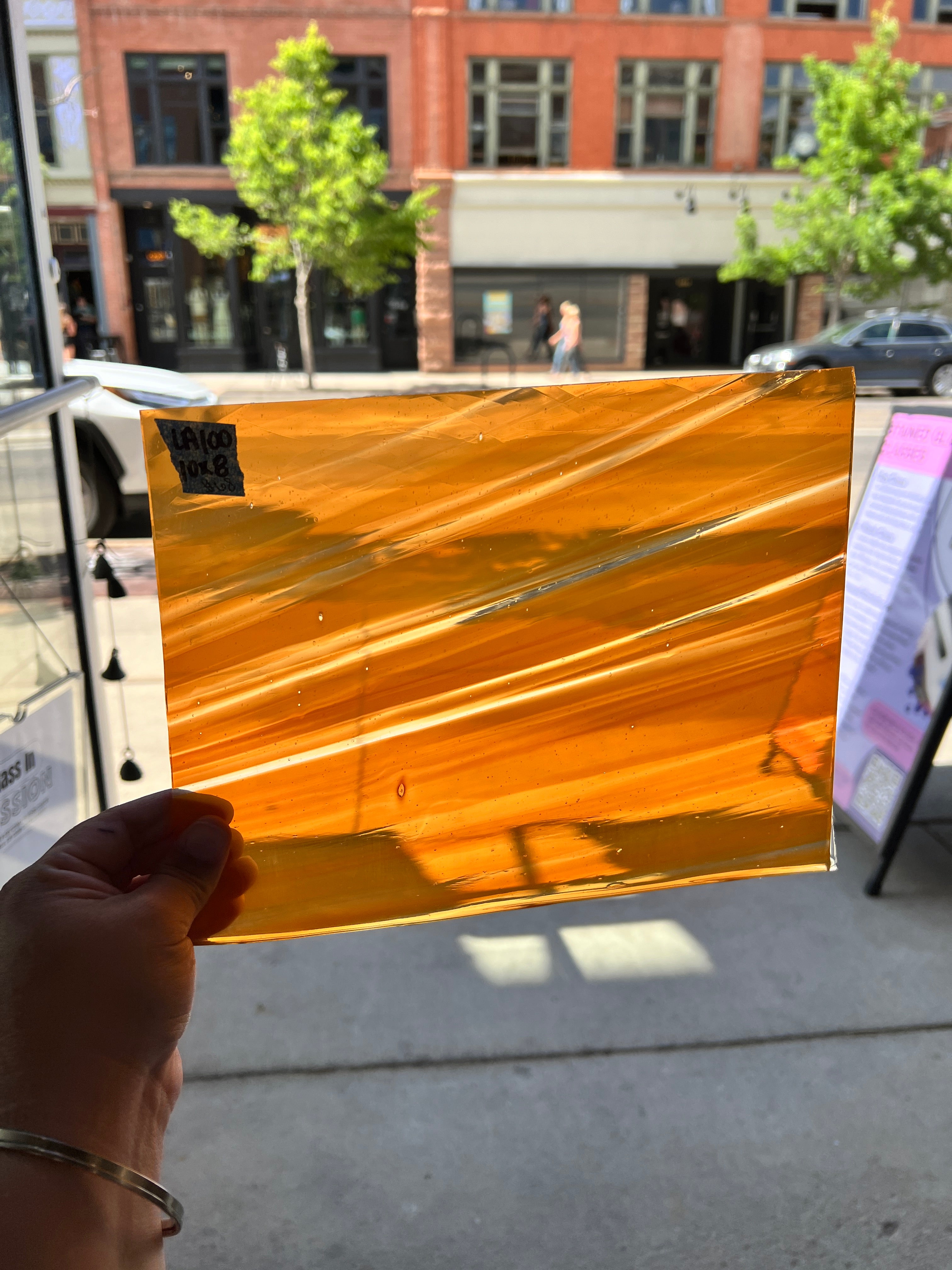 Lamberts Mouth Blown Orange Wispy Specality Sheet Sheet Glass Colorado Glassworks   