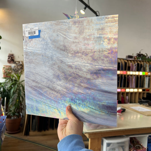 Light Violet Wispy Iridescent Wissmach (WI WO2180IR) Sheet Glass Colorado Glass Works