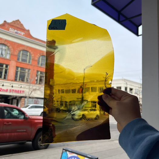 Mustard Yellow and Brown Mouthblown Sheet Glass Colorado Glassworks 11x6.5in (HW-87608877)