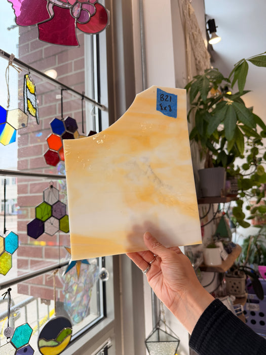 Amber Yellow White Wispy Kokomo Sheet Glass Kokomo Glass