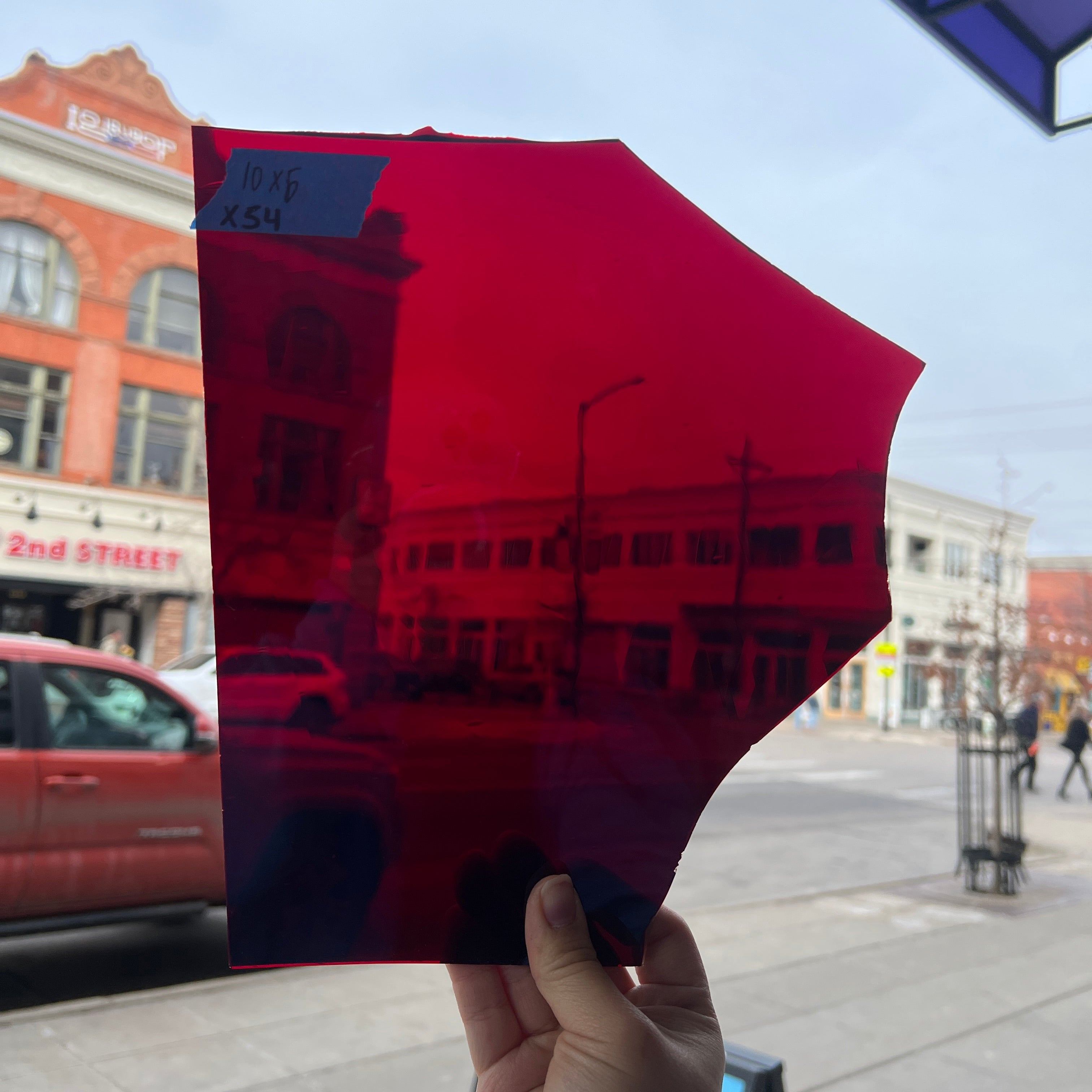 Red on Clear Misc. Flash Glass Sheet Glass Colorado Glassworks