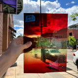 Lamberts Mouth Blown Red on Green Variegated SV158 Sheet Glass Colorado Glassworks   