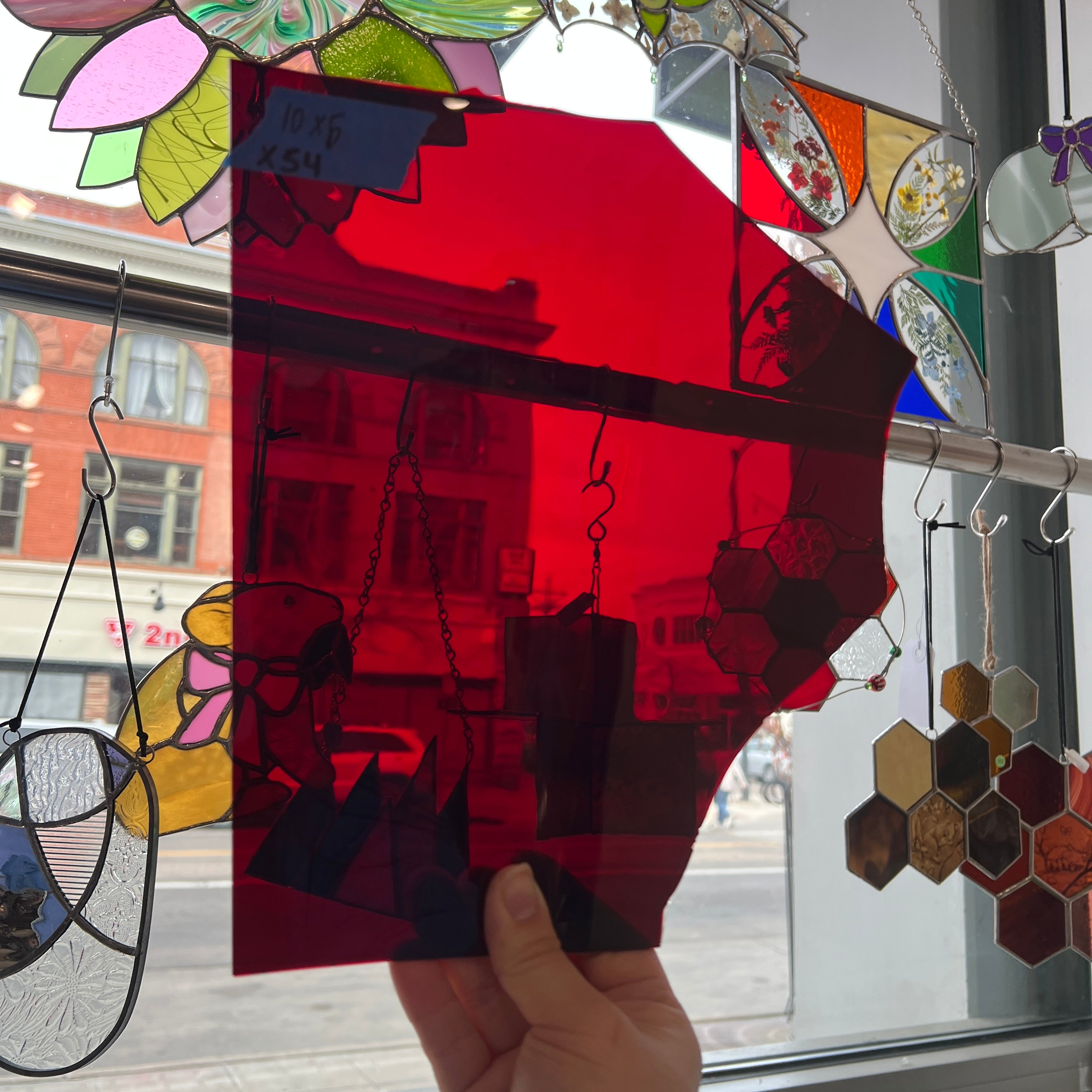 Red on Clear Misc. Flash Glass Sheet Glass Colorado Glassworks 10x6in (UNK-13430061)