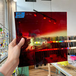 Lamberts Mouth Blown Red on Green Variegated SV158 Sheet Glass Colorado Glassworks   