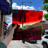 Lamberts Mouth Blown Red on Green Variegated SV158 Sheet Glass Colorado Glassworks   