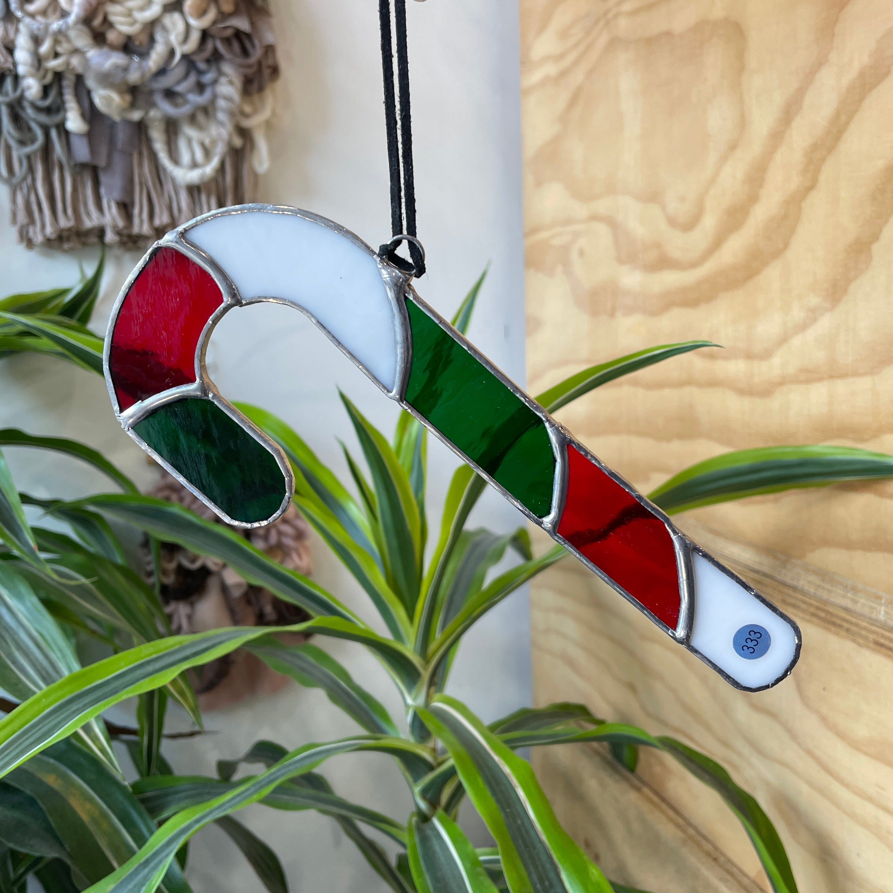 Red, White, and Green Candy Cane Colorado Glass Works
