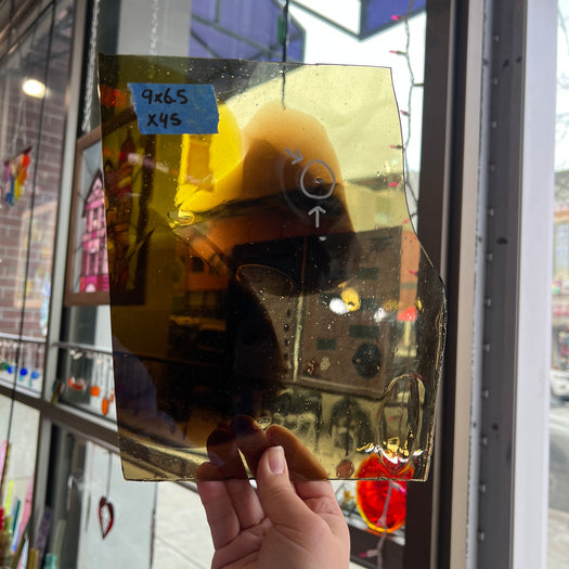 Mustard Yellow and Brown Mouthblown Sheet Glass Colorado Glassworks