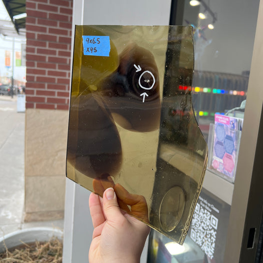 Mustard Yellow and Brown Mouthblown Sheet Glass Colorado Glassworks