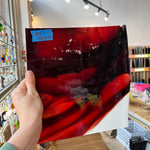 Lamberts Mouth Blown Red & White Opaque on Clear S54 Sheet Glass Colorado Glassworks   