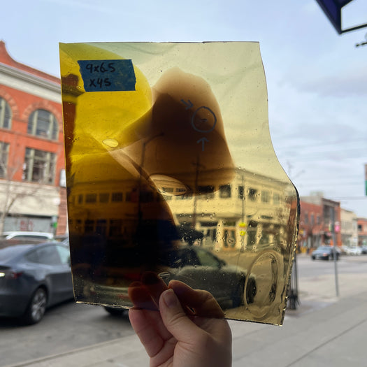 Mustard Yellow and Brown Mouthblown Sheet Glass Colorado Glassworks 9x6.5in (HW-87576109)