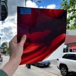 Lamberts Mouth Blown Red & White Opaque on Clear S54 Sheet Glass Colorado Glassworks LA57 (10x10.5in)  