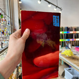 Lamberts Mouth Blown Red & White Opaque on Clear S54 Sheet Glass Colorado Glassworks LA56 (10.5x5.5in)  