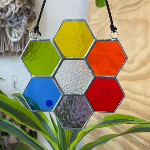 Vibrant Rainbow Honeycomb Cluster Colorado Glass Works