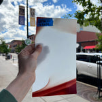 Lamberts Mouth Blown Red & White Opaque on Clear S54 Sheet Glass Colorado Glassworks   