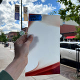Lamberts Mouth Blown Red & White Opaque on Clear S54 Sheet Glass Colorado Glassworks   