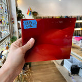 Lamberts Mouth Blown Red & White Opaque on Clear S54 Sheet Glass Colorado Glassworks LA53 (6x5in)  