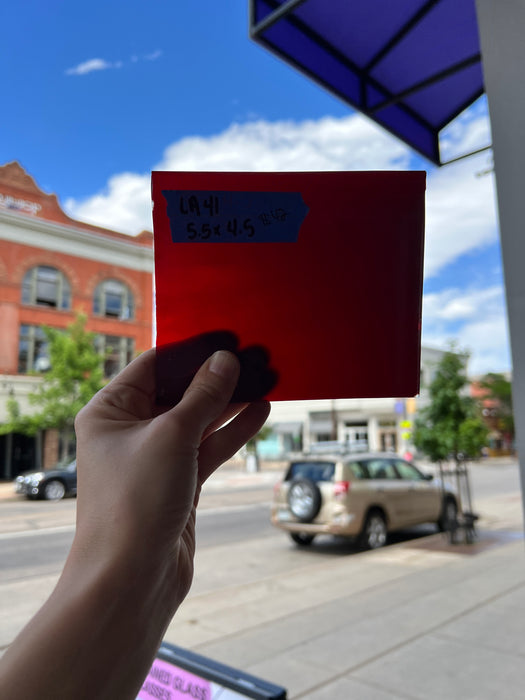 Lamberts Mouth Blown Red Gradient on Clear Specialty Sheet Sheet Glass Colorado Glassworks   