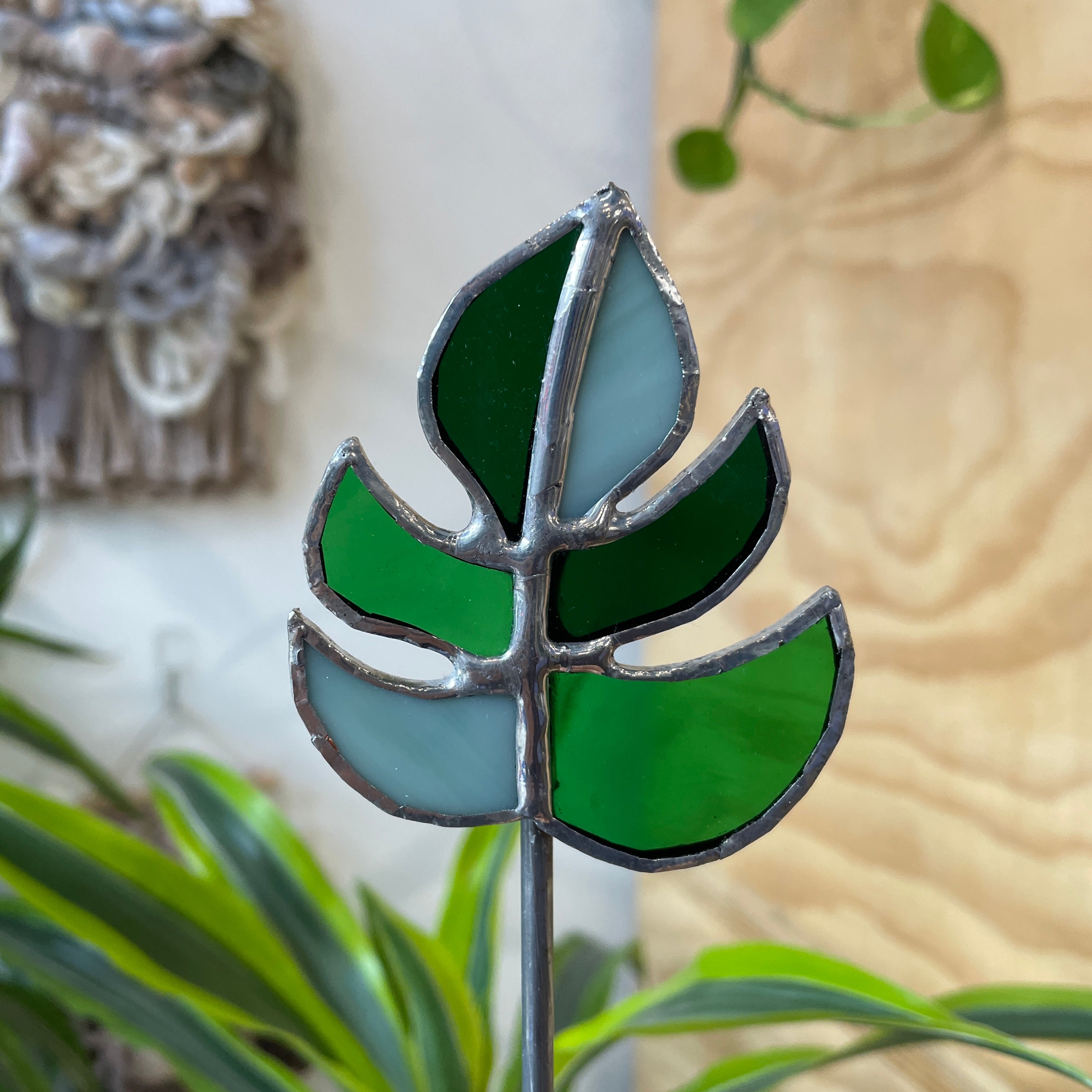 Green Monstera Plant Stake Colorado Glass Works