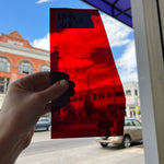 Lamberts Mouth Blown Red on Green Variegated SV158 Sheet Glass Colorado Glassworks   