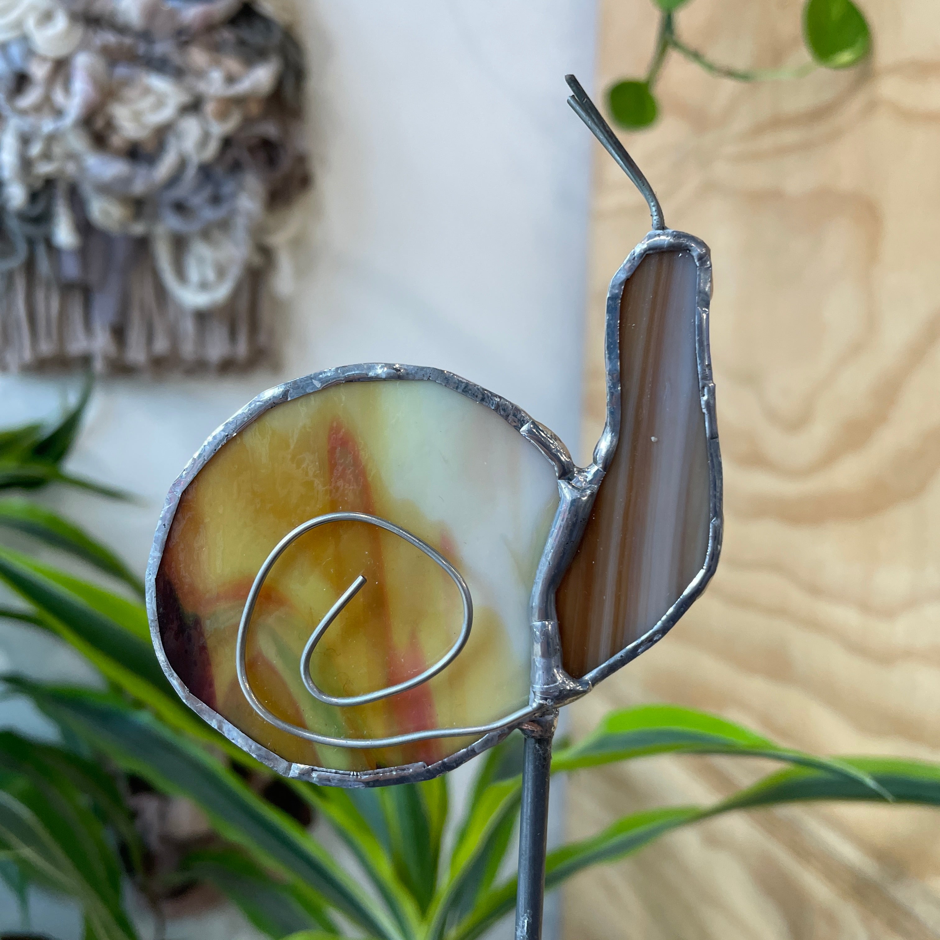 Tan Snail Plant Stake Colorado Glass Works