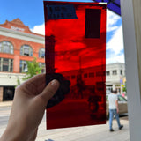 Lamberts Mouth Blown Red on Green Variegated SV158 Sheet Glass Colorado Glassworks   