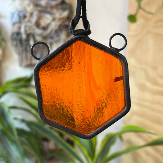Orange Honeycomb Charm Colorado Glass Works